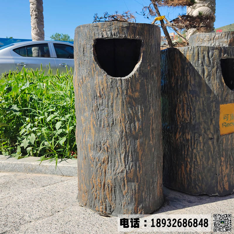 水泥垃圾桶制作厂家,仿木水泥垃圾桶价格,环保公园仿木垃圾桶